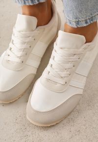 Renee - Beżowe Sneakersy w Stylu Klasycznych Tenisówek z Marszczeniem z Tyłu Aiglise. Okazja: na co dzień. Kolor: beżowy. Materiał: jeans #3