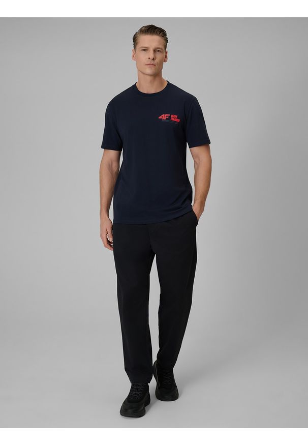 4f - 4F T-shirt regular gładki męski - granatowy XL. Okazja: na co dzień. Kolor: niebieski. Materiał: jeans, materiał, dresówka. Wzór: gładki. Styl: casual, klasyczny