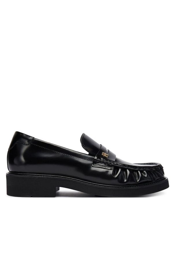 TOMMY HILFIGER - Tommy Hilfiger Loafersy Square Toe Abrasivato FW0FW08825 Czarny. Kolor: czarny. Materiał: skóra