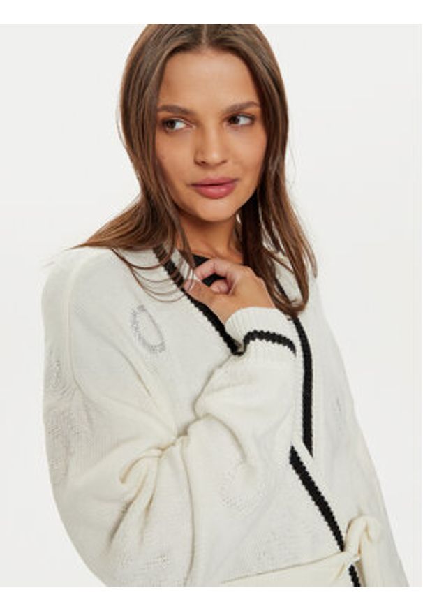 Liu Jo Sport Kardigan TF4216 MS55L Biały Regular Fit. Kolor: biały. Materiał: syntetyk. Styl: sportowy