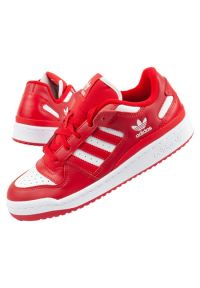 Adidas - Buty sportowe adidas Forum Low Cl U HQ1495 czerwone. Zapięcie: pasek. Kolor: czerwony. Materiał: materiał, skóra. Szerokość cholewki: normalna. Wzór: aplikacja