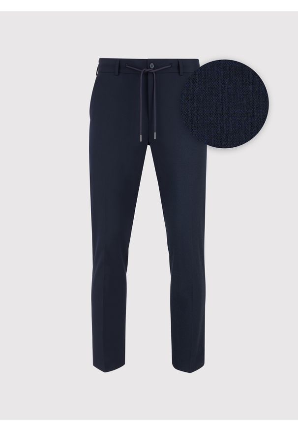 Pako Lorente - PAKO LORENTE – Granatowe spodnie męskie z wełną. Kolor: niebieski. Materiał: wełna. Wzór: gładki. Sezon: jesień, zima. Styl: klasyczny
