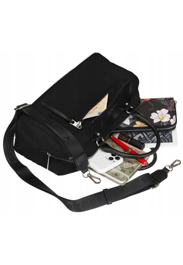 DAVID JONES - Bagietka czarna David Jones [DH] 6702-6. Kolor: czarny. Wzór: aplikacja, gładki