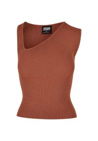 Urban Classics - Asymetryczny Top Z Dzianiny Żeberkowej Dla Kobiet. Kolor: żółty, pomarańczowy, wielokolorowy. Materiał: dzianina