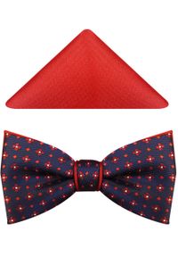 Modini - Granatowo-czerwona mucha męska w kwiatki A62. Kolor: wielokolorowy, czerwony, niebieski. Materiał: poliester, tkanina. Wzór: kwiaty. Styl: elegancki #1