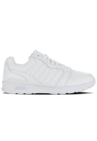 Buty do chodzenia męskie K-Swiss Rival Trainer. Zapięcie: sznurówki. Kolor: biały. Materiał: guma, materiał, skóra, tkanina. Szerokość cholewki: normalna. Sport: turystyka piesza