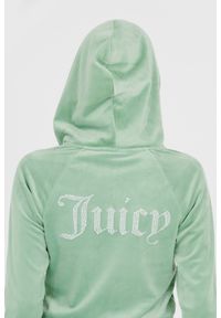 Juicy Couture - JUICY COUTURE Seledynowa damska bluza Madison, Rozmiar XL. Typ kołnierza: kaptur. Kolor: niebieski #7