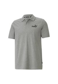 Puma - Męska koszulka polo z piki Essentials PUMA Medium Gray Heather. Typ kołnierza: polo. Kolor: szary. Materiał: bawełna, prążkowany. Wzór: aplikacja. Styl: sportowy, elegancki, klasyczny