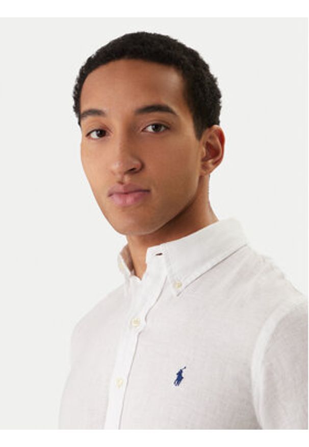 Polo Ralph Lauren Koszula 710968912500 Biały Custom Fit. Typ kołnierza: polo. Kolor: biały. Materiał: len