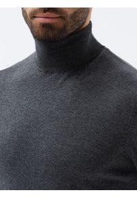 Ombre Clothing - Sweter męski z golfem E179 - szary melanż - XXL. Typ kołnierza: golf. Kolor: szary. Materiał: nylon, wiskoza. Wzór: melanż #5