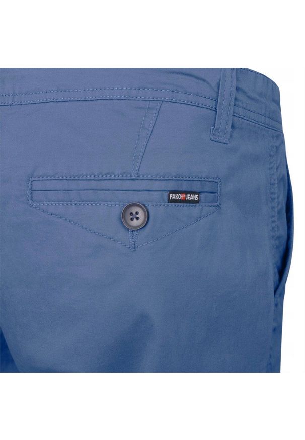 Męskie Szorty, Krótkie Spodenki - Pako Jeans - Niebieskie. Kolor: niebieski. Materiał: bawełna, elastan. Długość: krótkie. Sezon: lato. Styl: klasyczny