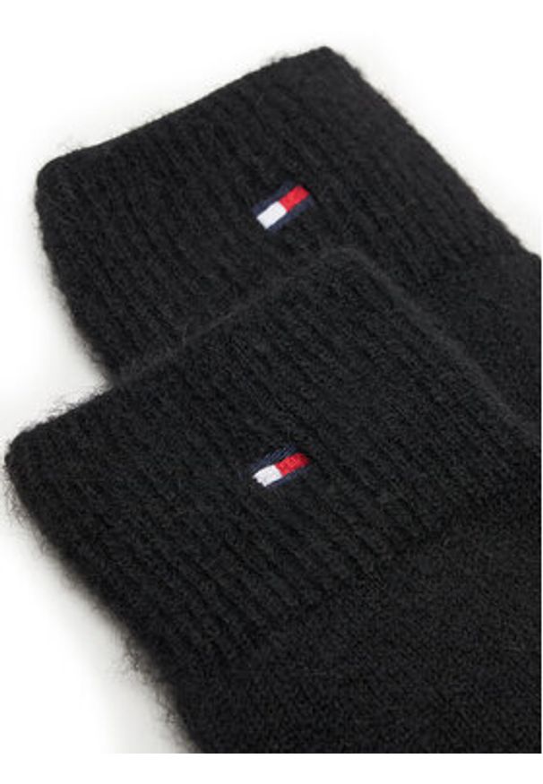 TOMMY HILFIGER - Tommy Hilfiger Rękawiczki Damskie Flag Fluffy AW0AW17797 Czarny. Kolor: czarny. Materiał: poliester, materiał