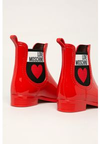 Love Moschino - Kalosze. Nosek buta: okrągły. Kolor: czerwony. Materiał: guma #3