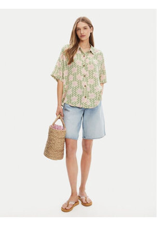 Roxy Koszula Beach Nostalgia ERJWT03665 Zielony Regular Fit. Kolor: zielony. Materiał: wiskoza