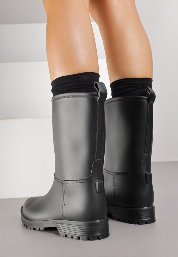 Renee - Czarne Casualowe Kalosze Dirrive. Okazja: na co dzień. Kolor: czarny. Materiał: jeans. Styl: casual