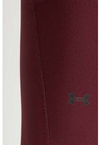 Under Armour legginsy treningowe kolor bordowy gładkie. Kolor: czerwony. Materiał: skóra, materiał. Wzór: gładki. Sport: fitness #2