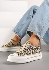 Born2be - Panterkowe Klasyczne Trampki na Grubej Podeszwie Natileva. Okazja: na co dzień. Materiał: jeans. Szerokość cholewki: normalna. Styl: klasyczny #3