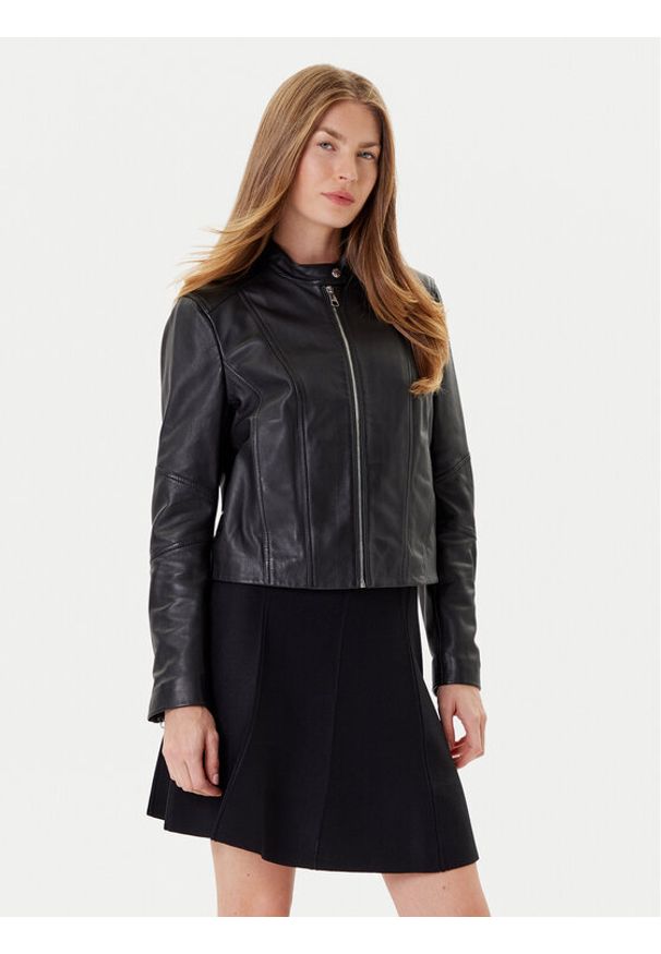 BOSS Kurtka skórzana C_Saleste1 50545625 Czarny Regular Fit. Kolor: czarny. Materiał: skóra