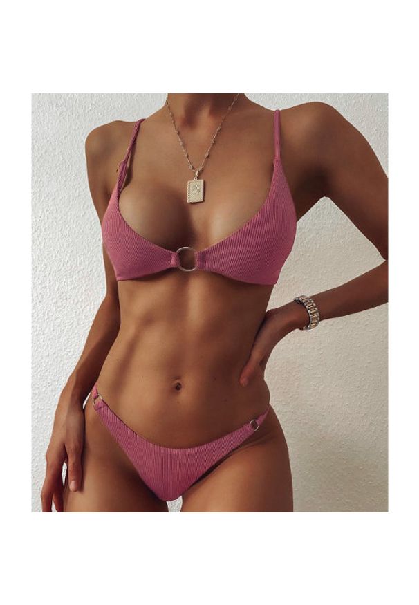 Intica - Bikini z ozdobnymi kółeczkami regulowane na lato Mareike. Kolor: czerwony. Materiał: materiał