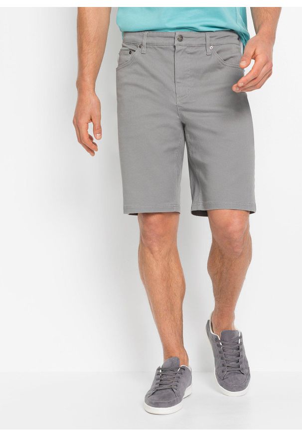 bonprix - Bermudy ze stretchem, classic fit. Stan: podwyższony. Kolor: szary