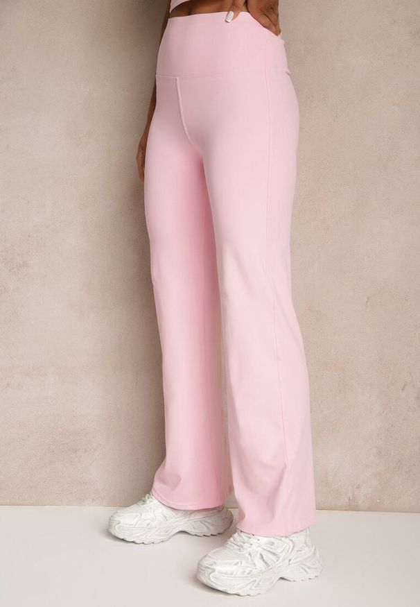 Renee - Różowe Legginsy High Waist z Szeroką Gumką w Pasie Idalania. Okazja: na co dzień. Stan: podwyższony. Kolor: różowy. Styl: elegancki, casual