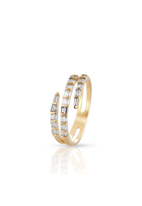 W.KRUK - Pierścionek złoty spirala z diamentami. Materiał: złote. Kolor: złoty. Kamień szlachetny: diament
