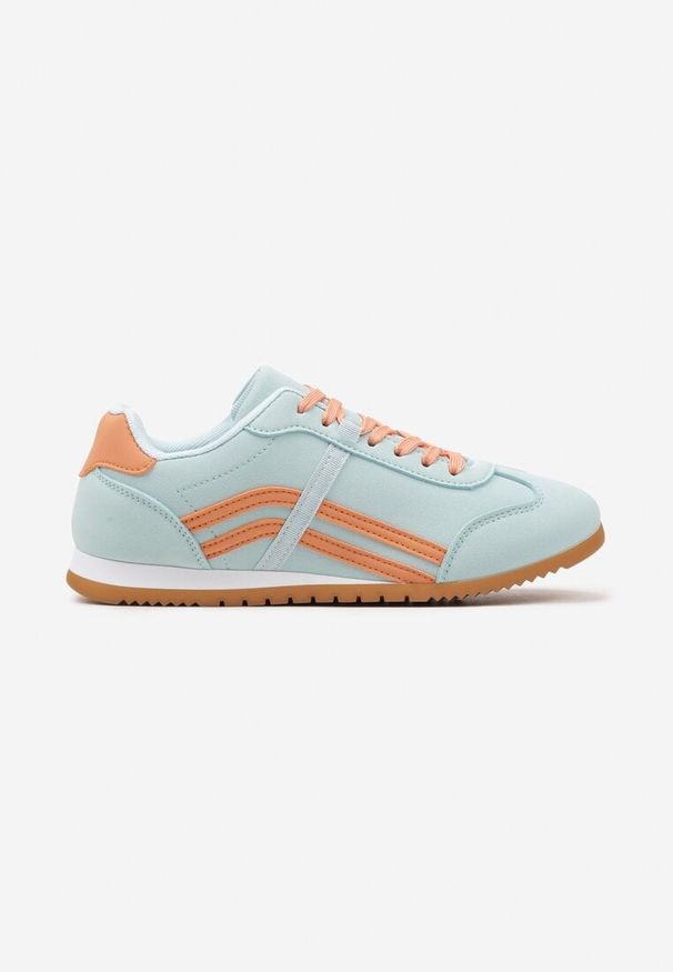 Renee - Niebiesko-Pomarańczowe Sneakersy przed Kostkę z Paskami na Cholewce Deniffia. Okazja: na co dzień. Wysokość cholewki: przed kostkę. Zapięcie: pasek. Kolor: niebieski. Szerokość cholewki: normalna