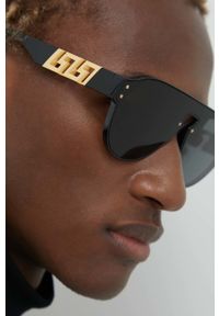 VERSACE - Versace okulary przeciwsłoneczne męskie kolor czarny. Kolor: czarny #7