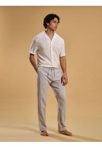 Sinsay - Spodnie straight leg z domieszką lnu - szary. Kolor: szary. Materiał: len #1