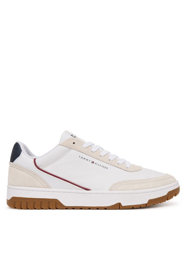 TOMMY HILFIGER - Tommy Hilfiger Sneakersy Th Basket Core Leather Suede Mix FM0FM05881 Biały. Kolor: biały. Materiał: skóra