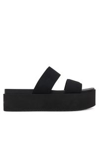 Calvin Klein Jeans Klapki Flatform Sandal Webbing In YW0YW01789 Czarny. Kolor: czarny. Materiał: materiał