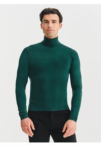 Pako Lorente - PAKO LORENTE - Ciemnozielony gładki golf męski. Typ kołnierza: golf. Kolor: niebieski, zielony, czarny. Materiał: poliamid, bawełna, elastan. Wzór: gładki. Sezon: jesień #1