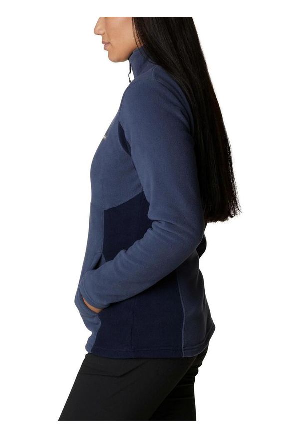 columbia - Bluza turystyczna damskie Basin Trail III Full Zip. Typ kołnierza: polo. Kolor: niebieski. Materiał: polar. Długość rękawa: długi rękaw. Długość: długie. Sezon: zima, jesień