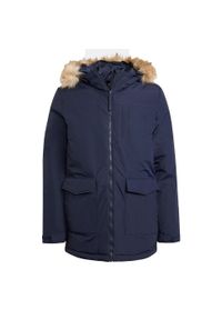 Adidas - Paveric Fur Parka. Kolor: niebieski. Materiał: puch