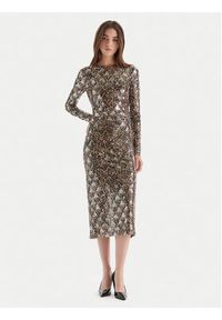 Just Cavalli Sukienka koktajlowa 79PAO953 JS528 Beżowy Slim Fit. Kolor: beżowy. Materiał: syntetyk. Styl: wizytowy #3