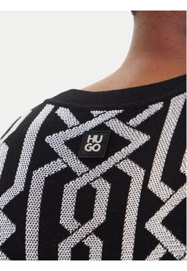 Hugo - HUGO Sweter Souvawn 50547001 Czarny Regular Fit. Kolor: czarny. Materiał: wiskoza, syntetyk
