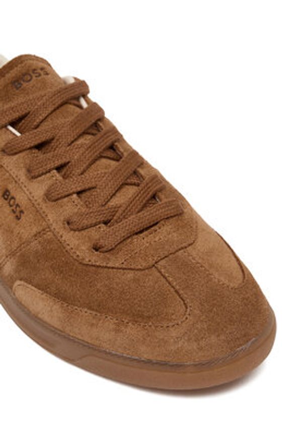 BOSS Sneakersy Brenta 50536645 Brązowy. Kolor: brązowy. Materiał: skóra, zamsz