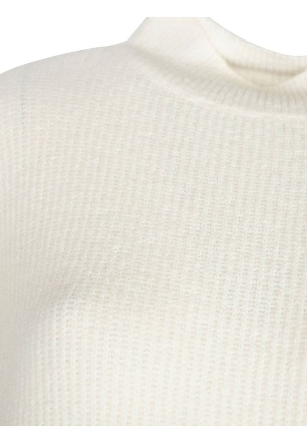 Trussardi Jeans Sweter | 56M00149 0F000210 | Kobieta | Beżowy. Okazja: na co dzień. Typ kołnierza: kołnierzyk stójkowy. Kolor: beżowy. Materiał: wełna, nylon, elastan, akryl. Długość rękawa: długi rękaw. Długość: długie. Styl: casual