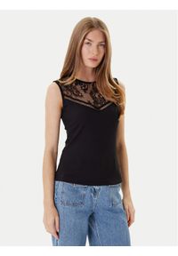 Morgan Bluzka 252-DALI Czarny Slim Fit. Kolor: czarny. Materiał: syntetyk, wiskoza #1