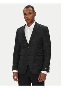 Karl Lagerfeld - KARL LAGERFELD Marynarka 155200 553038 Czarny Slim Fit. Typ kołnierza: dekolt w karo. Kolor: czarny. Materiał: syntetyk #8