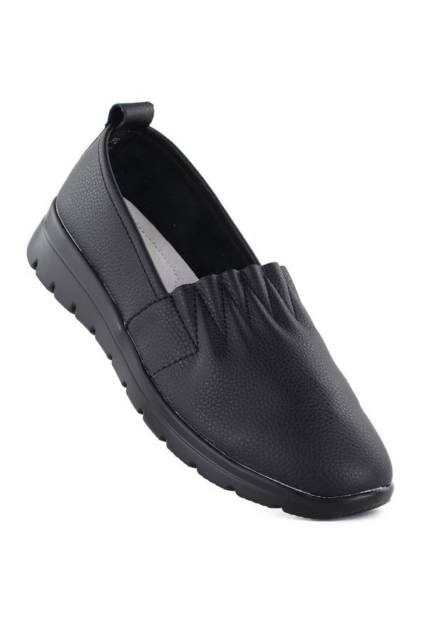 marka niezdefiniowana - Skórzane półbuty damskie wsuwane czarne N.A.W. JHY061. Zapięcie: bez zapięcia. Kolor: czarny. Materiał: skóra