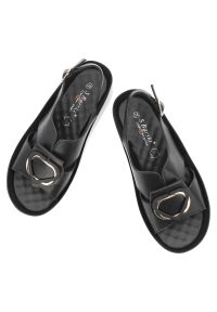 Czarne Sandały S.Barski Eleganckie Obuwie Damskie. Okazja: na co dzień. Zapięcie: klamry. Kolor: czarny. Wzór: gładki. Obcas: na koturnie. Styl: elegancki #6