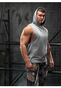 FJ! - TANK TOP HOODIE RESPECT grey. Okazja: na co dzień. Materiał: poliester, bawełna. Styl: casual, sportowy #1