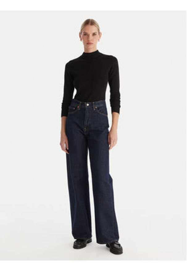 ACCESS FASHION Golf 54-8074 Czarny Slim Fit. Typ kołnierza: golf. Kolor: czarny. Materiał: wiskoza