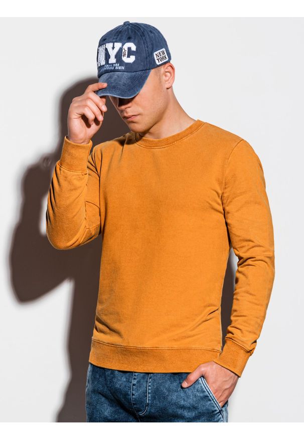 Pomarańczowa bluza Ombre Clothing klasyczna, bez kaptura