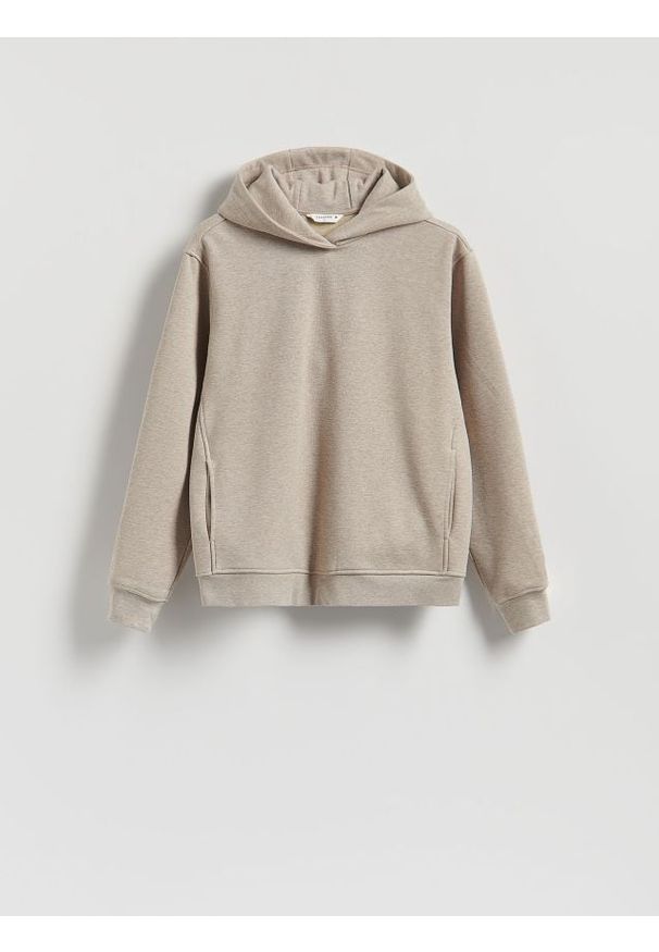 Reserved - Bluza regular z kapturem - beżowy. Typ kołnierza: kaptur. Kolor: beżowy. Materiał: bawełna, dzianina