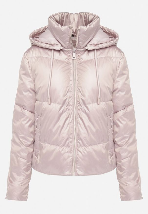Born2be - Różowa Pikowana Kurtka z Kapturem i Ściągaczem w Talii Atirim. Typ kołnierza: kaptur. Kolor: różowy. Styl: elegancki