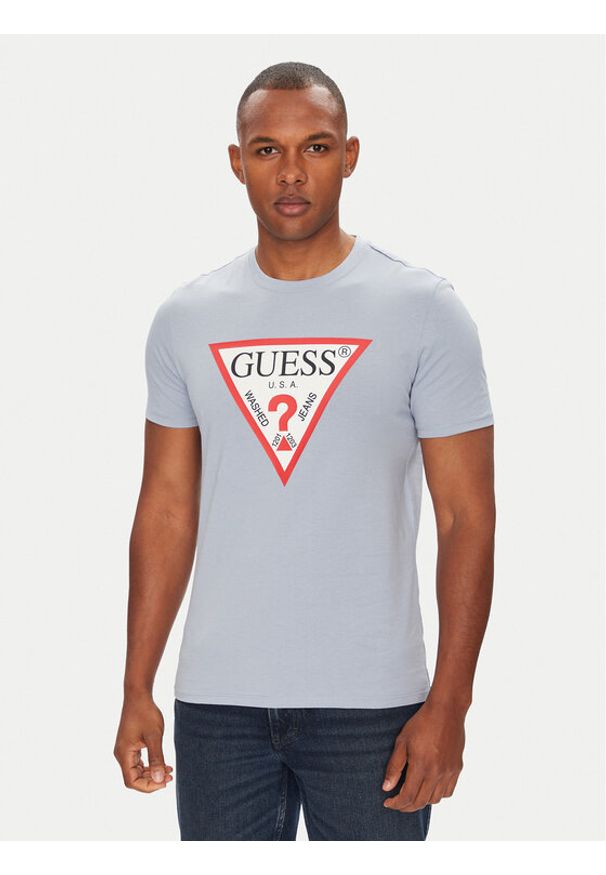 Guess T-Shirt M2YI71 I3Z14 Niebieski Slim Fit. Kolor: niebieski. Materiał: bawełna