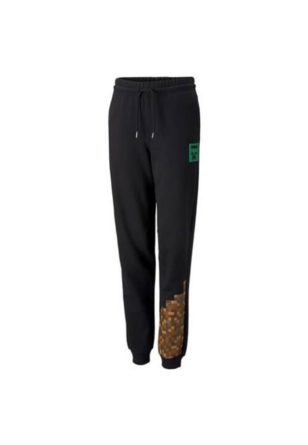 Spodnie sportowe dziewczęce Puma X Minecraft Sweatpants. Kolor: czarny. Materiał: dresówka