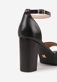 Born2be - Czarne Sandały VICES na Platformie i Słupku ze Skórzaną Wkładką Phelusa. Okazja: na wesele, do pracy, na spotkanie biznesowe, na ślub cywilny. Zapięcie: pasek. Kolor: czarny. Materiał: skóra. Obcas: na platformie. Styl: biznesowy. Wysokość obcasa: średni #2